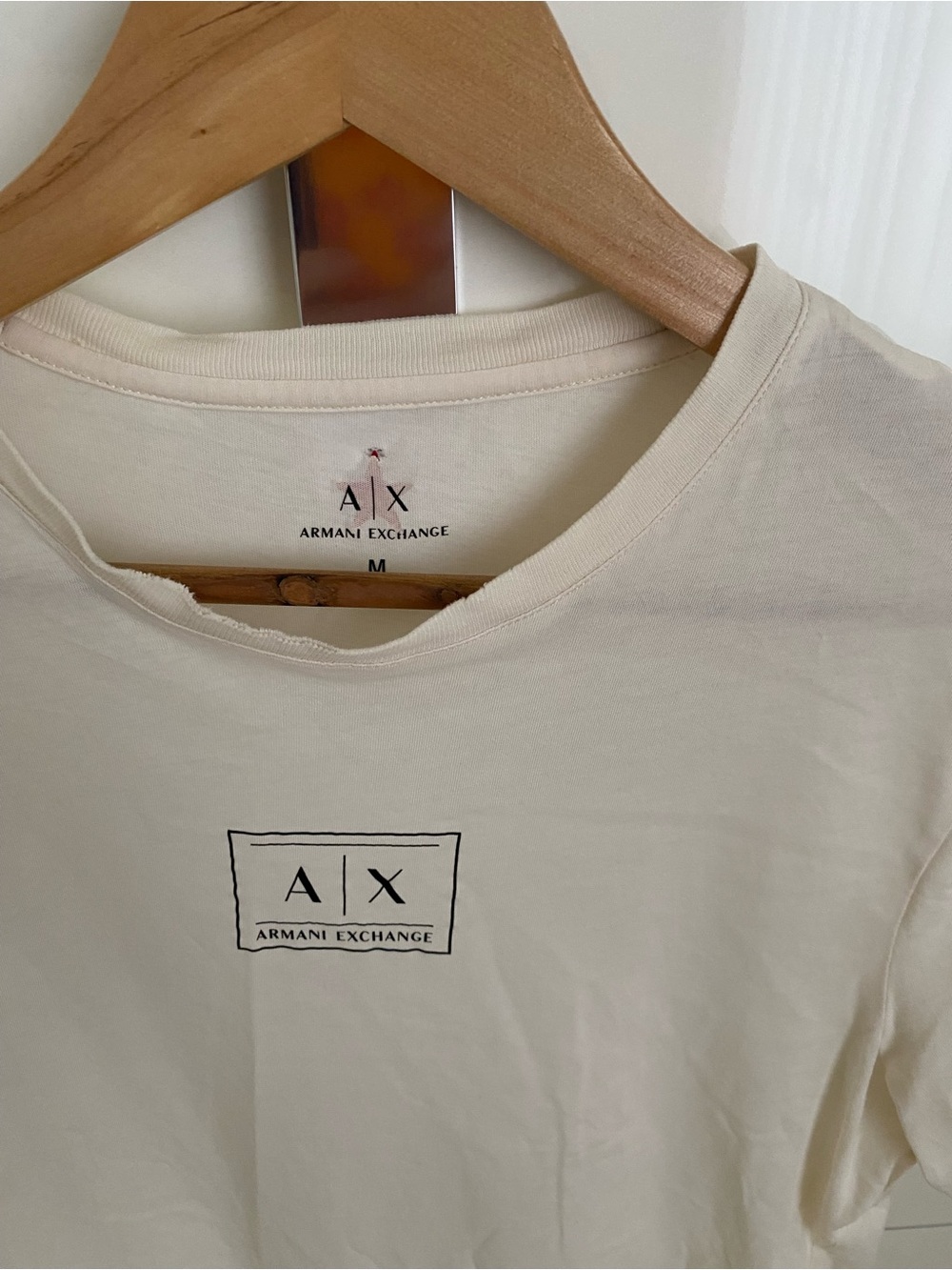 Armani Exchange Cream Short-Sleeve Logo Tee